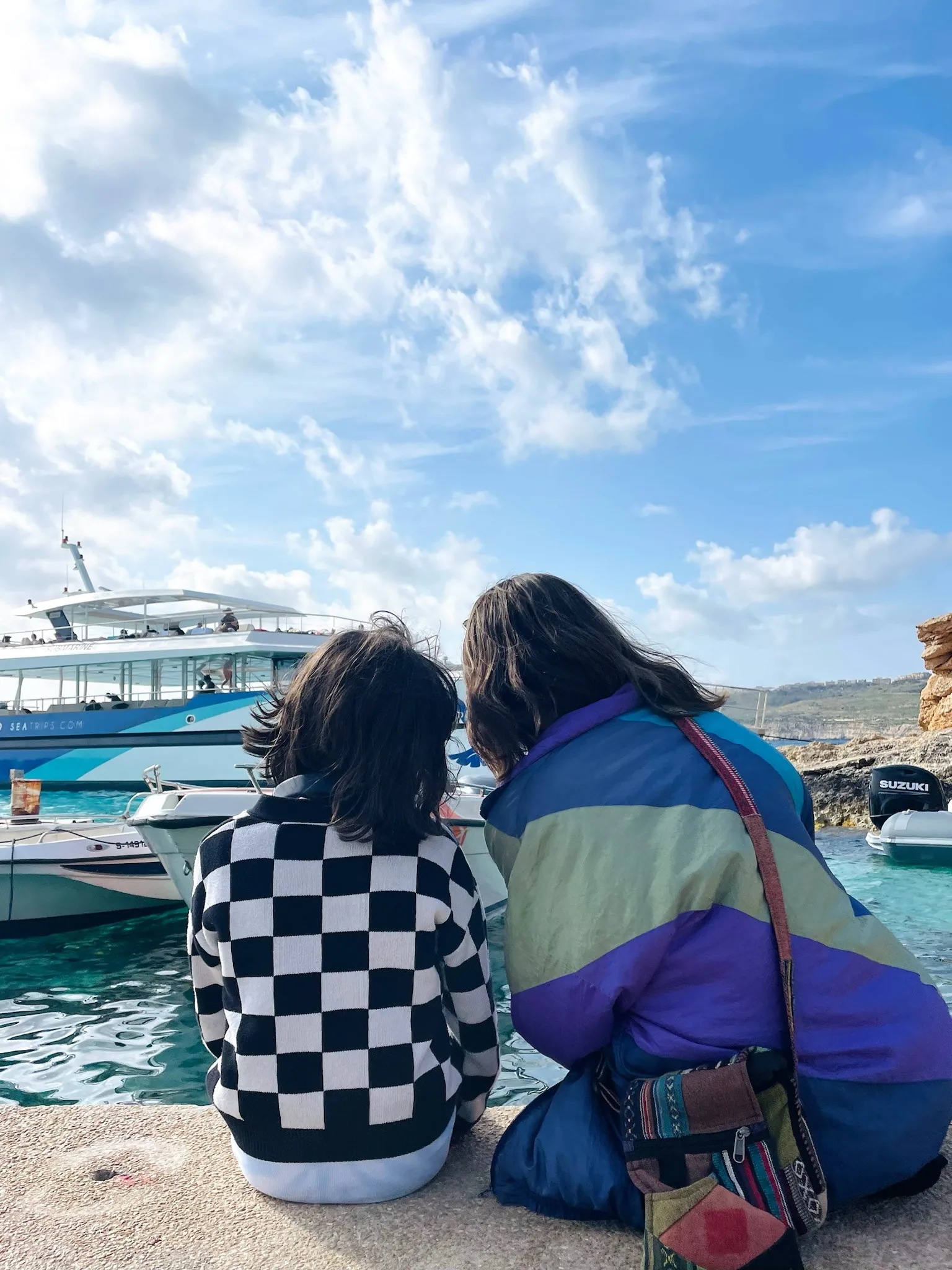 Image of parent and child on holiday